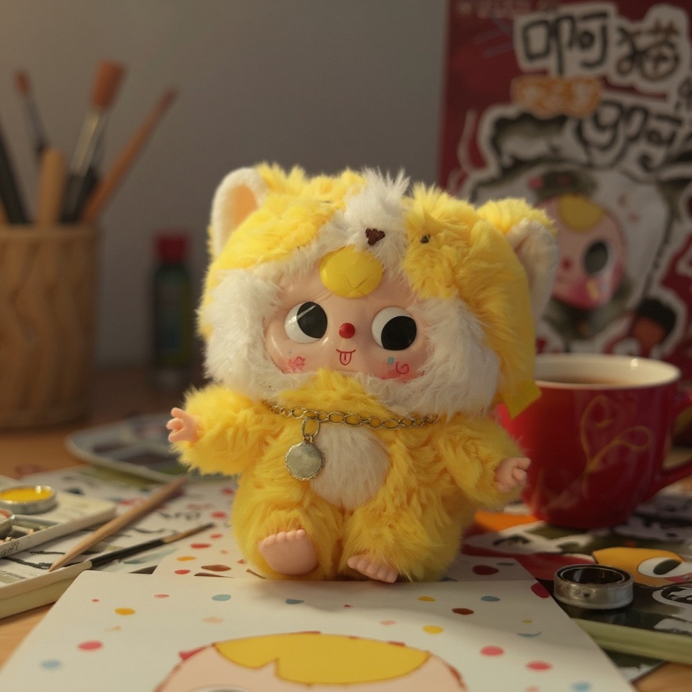 Baby Three Cats and Dogs Series Blind Box yellow and white kitty authentic  NEW
